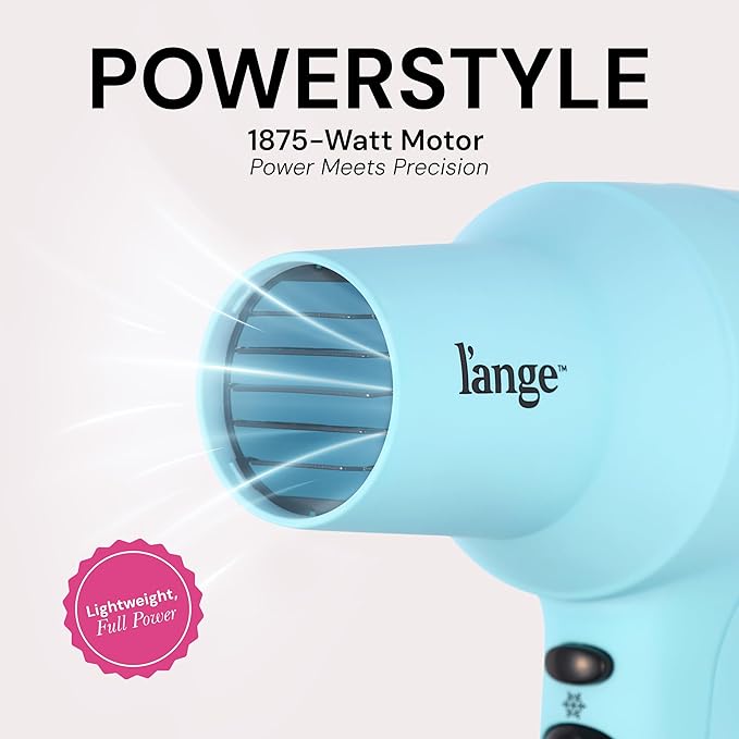 L'ANGE HAIR PowerStyle Ionic Turbo Hair Dryer | 1875W Fast Drying & Precision Styling for Long-Lasting, Frizz-Free Looks | Advanced Ionic Technology Smooths & Shines Hair (Blue)
