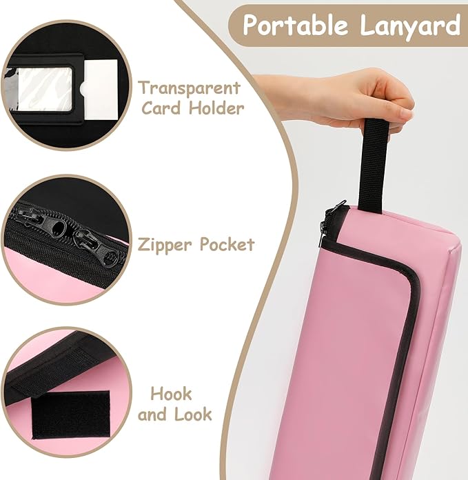 GNEGNI Hair Tools Travel Bag with Heat Resistant Mat, 2-in-1 Portable Hot Tools Organizer fits Curling Iron, Straightener & Hair Accessories, Travel Vacation Essentials(Blue/Pink) (Pink)