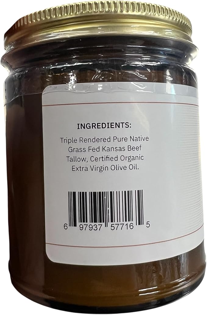Beef Tallow Balm - 8 oz - Organic Grass Fed - Body Butter - Moisturizing Skin Care Fragrance Free - 8 oz