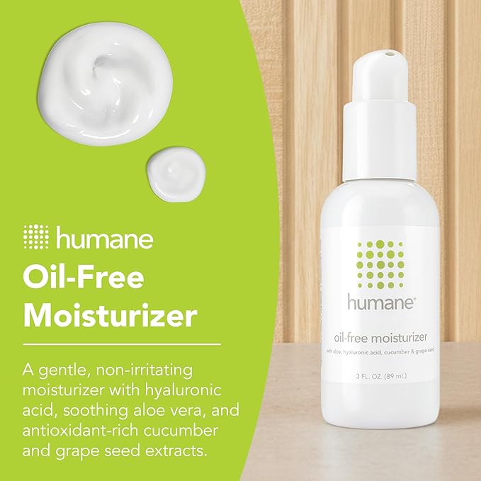 humane Oil-Free Daily Lightweight Face Moisturizer for Acne-Prone Skin - 4 Fl Oz - Gentle for All Skin Types - With Soothing Antioxidants Like Aloe Vera, Hyaluronic Acid, Cucumber and Grapeseed