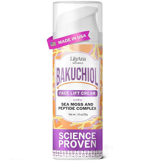 LilyAna Naturals Bakuchiol Face Lift Cream with Sea Moss and Peptide Complex - Face Cream for Women - Moisturizing and Lifting Facial Cream - Anti-Aging Overnight Moisturizer - Made in the USA - 1 oz