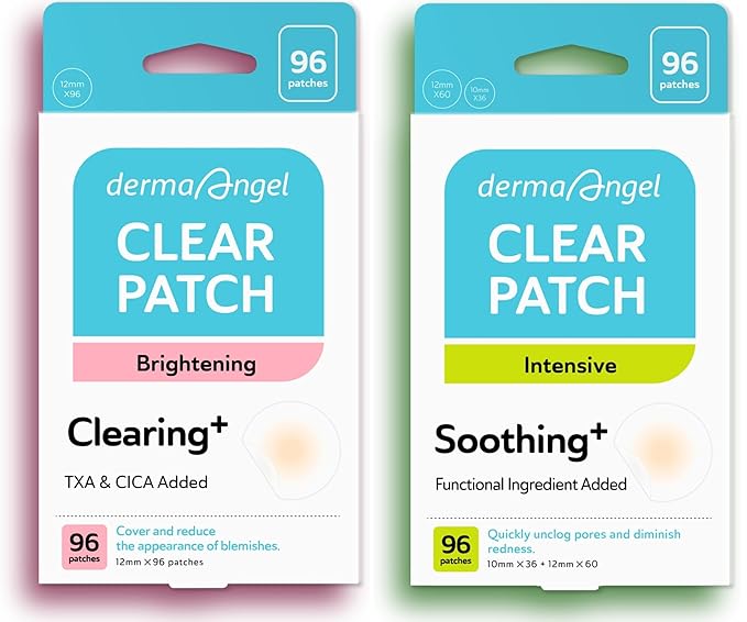 DERMA ANGEL Ultra Invisible Salicylic Acid Acne Patches and Post Acne Dark Spot Patches Bundle - Day and Night Use - UPGRADED