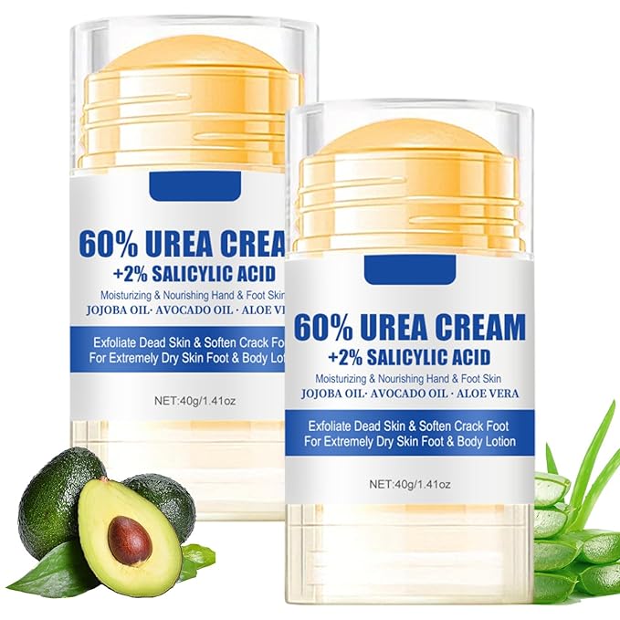 60% Urea Cream plus 2% Salicylic Acid Foot Cream for Removing Calloused Skin, Cracked Hands Elbows Feet Heels Moisturizes and Hydrates, Maximum Strength Moisturizing Foot & Hand Cream, 1.41*2 oz