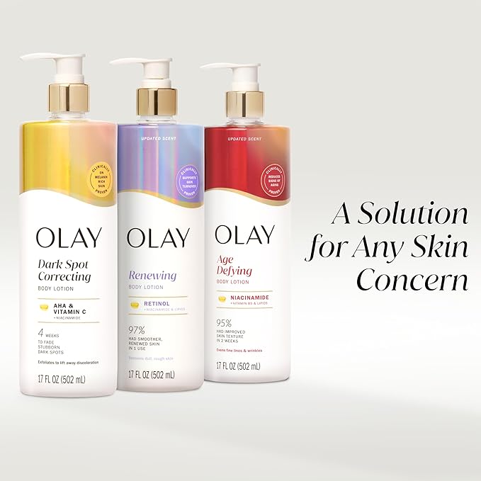 Olay Body Lotion for Women, Tone Enhancing with AHA Serum, Visibly Reduce Discolored Skin, 24hr Moisture & Hydration, Fast Absorbing Formula, Vitamin B3 Complex, For All Skin Types, 17 fl oz