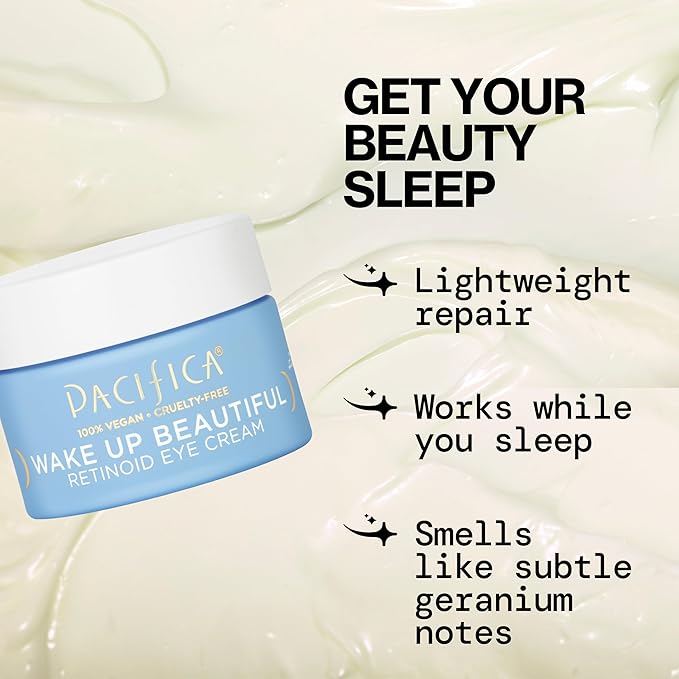 Pacifica Wake Up Beautiful Retinoid Eye Cream – Anti-Aging Under Eye Cream for Fine Lines & Wrinkles, Infused w/ Retinoid, Melatonin & Mushrooms for Puffiness, Dark Circles & Eye Bags Daily Treatment