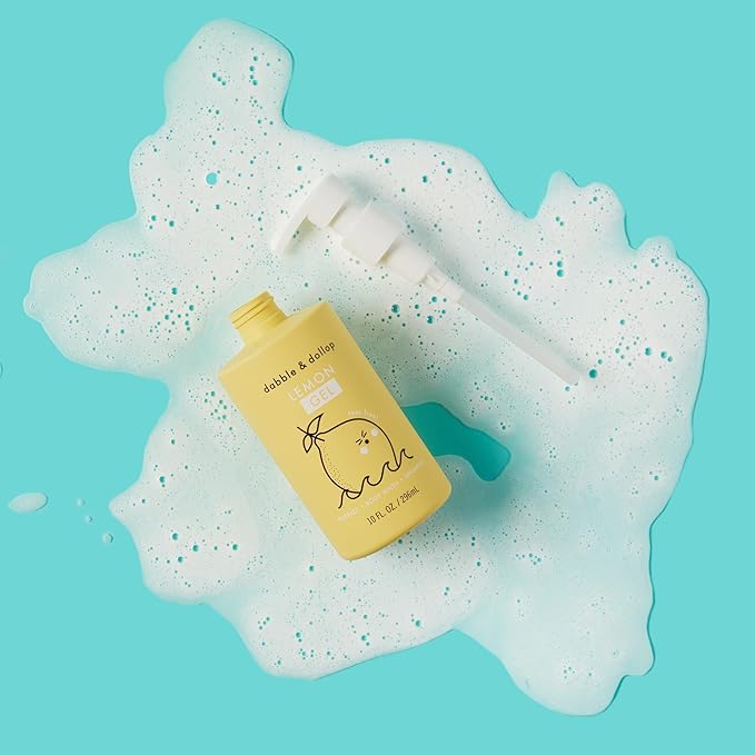 Dabble & Dollop Lemon + Vanilla Body Wash & Shampoo – 3-in-1 Natural Bubble Bath for Kids, No Parabens or Sulfates, Vegan, Gluten-Free, Tear-Free (2-Pack)