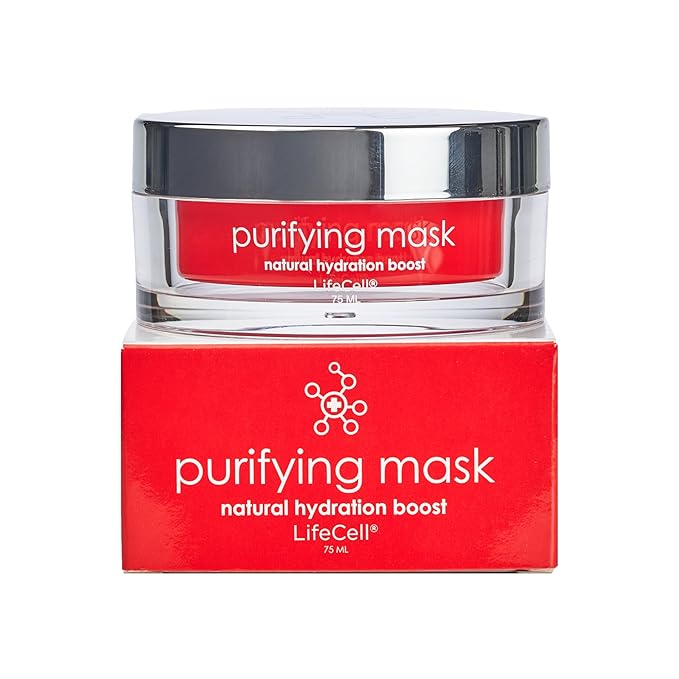 LifeCell Purifying Clay Mask – Deep Cleansing Facial Mask with Argan Oil, Green Tea, and Licorice Root – Exfoliates, Tightens Pores & Revitalizes Skin – 75ml