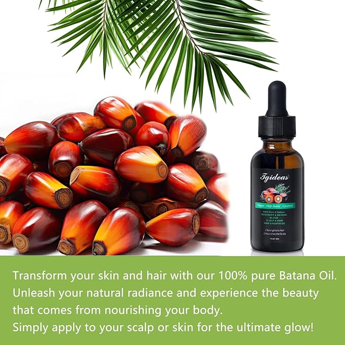 Tgideas Rosemary Batana Oil - Organic Hair Growth -for Scalp & Hair Strengthening - All Hair Types Treatment Oil - Eyebrow & Eyelash Nourishing