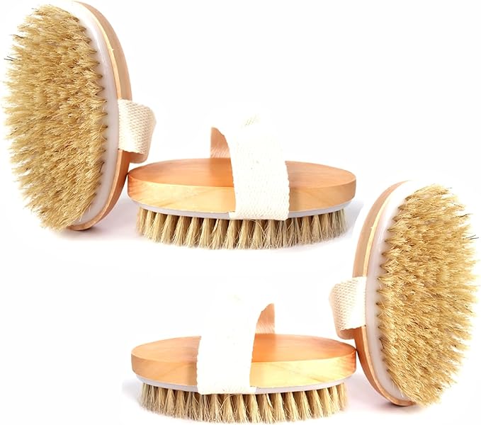 Dry Brushing Body Brush with Soft and Stiff Natural Bristles, Body Exfoliating/Massage Scrub Brush for Cellulite and Lymphatic, Improve Your Circulation, 4 Pack