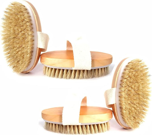 Dry Brushing Body Brush with Soft and Stiff Natural Bristles, Body Exfoliating/Massage Scrub Brush for Cellulite and Lymphatic, Improve Your Circulation, 4 Pack