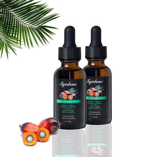 Tgideas Rosemary Batana Oil - Organic Hair Growth - for Scalp & Hair Strengthening - All Hair Types Treatment Oil - Eyebrow & Eyelash Nourishing - 2 Packs