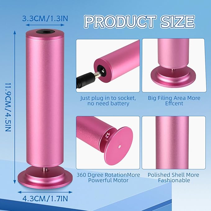 Dermave Electric Foot Callus Remover, Callus Remover for Feet, Foot File Grinder Tool with Speed Controller, Electric Callus Remover with 60pcs Replacement Sandpaper Disk for Women Men, Pink