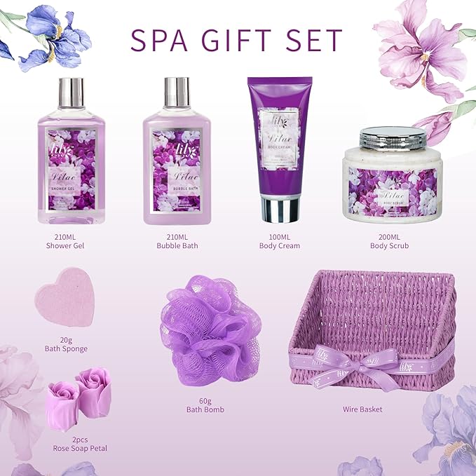 Christmas Gifts for Women - 9 Pcs Lavender Luxury Bath and Body Gift Basket Set Spa Gift Basket Set for Women, Gift Baskets | Perfect Valentine's, Birthday, Mothers Day Gift Set for Mom All Occasion