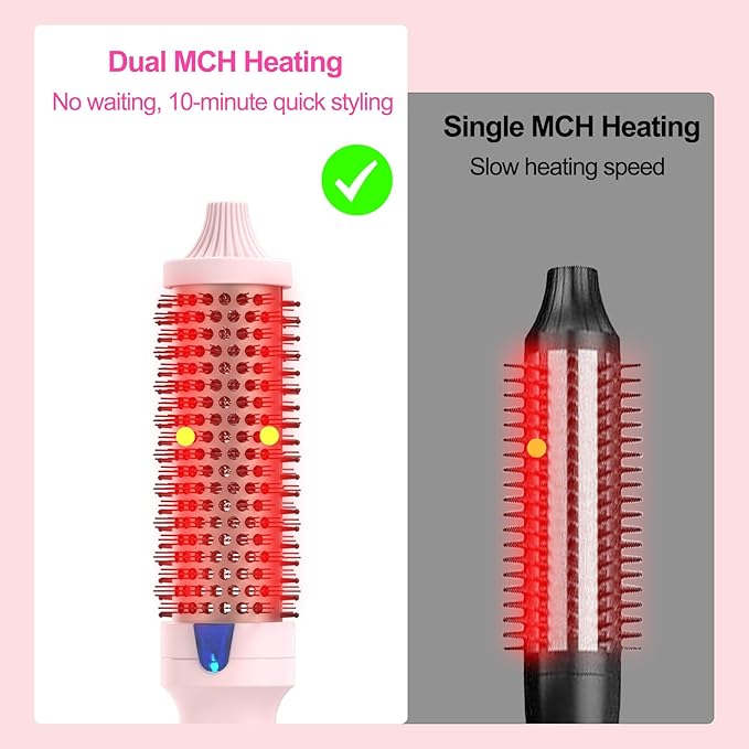 K&K 1.5 inch Blowout Look -Thermal Brush Creates Root Volume & Loose Curls Volume Curls Dual Voltage Cool-AIR TECH Hair Styling Tool