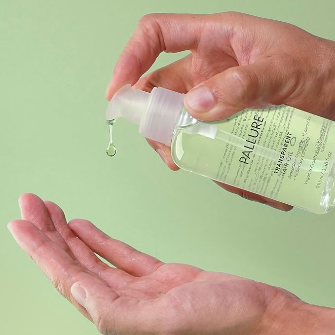Pallure Transparent Hair Oil Treatment, To Support Thicker, Voluminous, Fuller Looking Hair, Infused with Hyaluronic Acid, Biotin, Avocado and Rosemary Oil (3.4 Fl Oz)