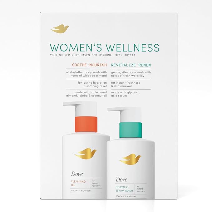 Dove Body Wash 2 Count Limited Edition Gift Pack to Moisturize and Control Odor from Hormonal Skin Shifts 14.2 Fl oz