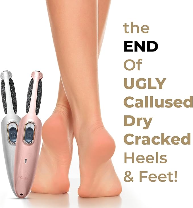 Powerful Electric Foot Callus Remover for Men - Rechargeable Pedicure Foot Grinder Files Away Dead, Hard Skin and Calluses on Heels for Smooth Soft Feet (Silver Grey)