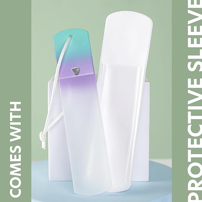 BONA FIDE BEAUTY Czech Glass Dual-Sided Glass Foot File, Scraper, and Rasp. Luxurious Self-Care Gift for Women