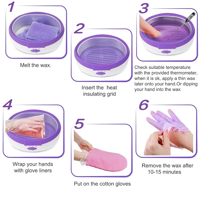 Paraffin Wax Machine for Hand and Feet - Ejiubas Paraffin Bath,Quick Heating,Large Capacity,includes 2.2 lb Paraffin Wax 200 Glove Liners 2 Thermal Mitts Booties for Arthritis and Deep Skin Moisturize