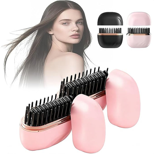 Mini Hair Straightener, New 2-in-1 Cordless Hair Straightener Comb 3-Speed Temperature Control Rechargeable Fast Heating Hot Comb Anti-Scald Shell, Lightweight & Portable Travel for Women (Pink 2Pcs)