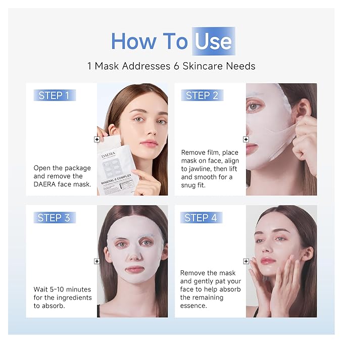DAERA Korean Brightening & Firming Face Mask 5 Sheets - Hydrating Cream Mask with Botanicals for Dark Spots & Anti-Aging