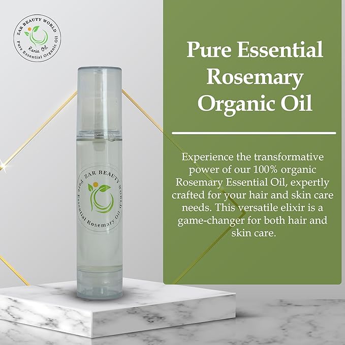 Zar Essential Oil for Skin & Hair: 100% Pure | Reduces Dandruff | Strengthens & Stimulates Hair Growth | Promotes Silky Hair | Enhances Skin Tone & Texture - 50ml (50ML, Rosemary)
