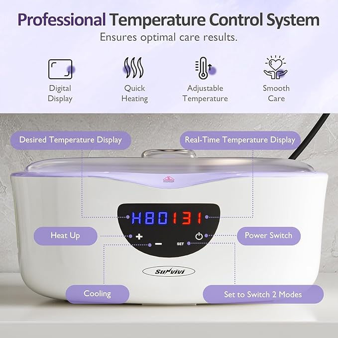 Sunvivi Paraffin Wax Machine for Hand and Feet 4000ml Large Capacity Paraffin Bath Machine for Hands w/ 8Pack Refills