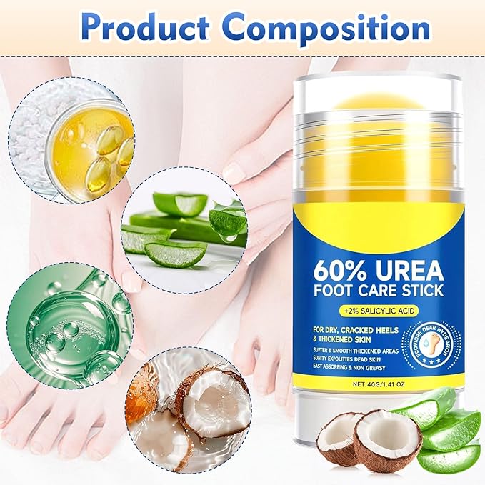 60% Urea Hydrating and Anti-Cracking Foot Cream, 2026 New Upgraded Moisturising and Relieves Cracking and Dryness Foot Cream, Hand Foot Lotion Heel Stick Repairs (1)