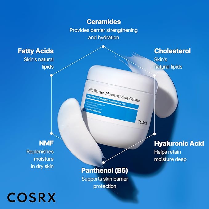 COSRX Barrier Moisturizing Cream - Body and Face Moisturizer for Dry Skin with Ceramide & Hyaluronic Acid, Unscented Hydrating Body Lotion, 15.2 fl.oz, Korean Skin Care, Stocking Stuffers
