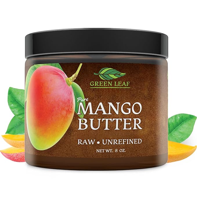 Raw Unrefined Mango Butter | Body Butter for Dry Skin | Mango Butter for Women & Men | Rich in Vitamin C, E & A | Facial Cleanser | Use DIY with Shea Butter, Cocoa Butter or Aloe Vera 8oz