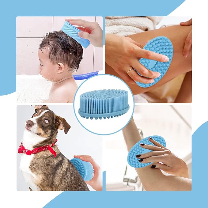 Silicone Body Scrubber - Dual-Sided for Scrubbing & Massaging, Exfoliating Body Scrubber Loofah for Women (Blue)