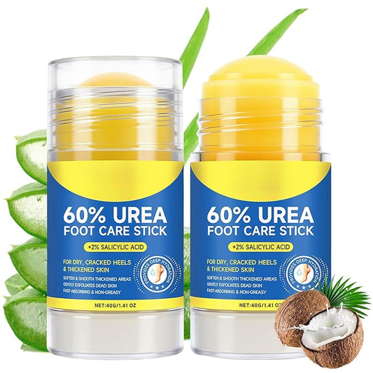 60% Urea Cream Stick with 2% Salicylic Acid, Foot Balm Stick for Dry Cracked Feet, Knees, Elbows, Hands, Callus Remover, Soften Dead Skin, Intensive Hydrating Cracked Heel Balm for Dry Skin