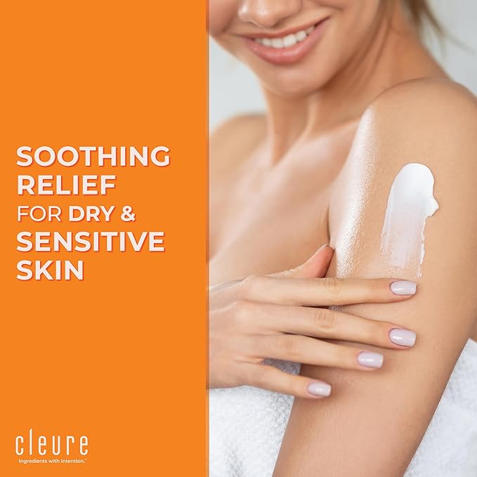 Cleure Body Lotion for Sensitive Skin - Daily Moisturizer with Shea Butter & Vitamin E - Fragrance Free, Gluten Free, Paraben Free (8 oz, Pack of 2)