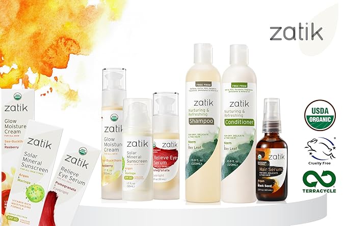 Zatik Naturals - Healthy & Shiny Shampoo + Conditioner set, with Olive and Black Seed, Voluminizing and Safe for Color Treated Hair - one of each 10.80 fl oz.