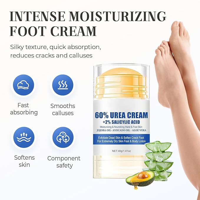Hydrating and Anti-Cracking Foot Cream, 2025 Moisturising and Relieves Cracking and Dryness Foot Cream, Hand and Foot Repair Cream for Women & Men Callused, Feet, Knee, Elbow, Hand (White-2PCS, #01)