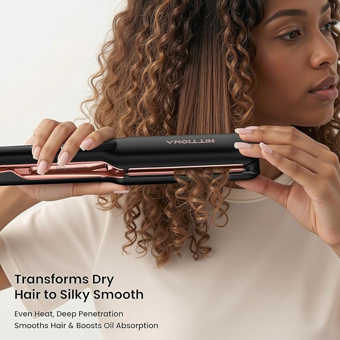 Flat Iron Hair Straightener – 1.75” Ceramic Infrared Ionic Flat Iron with 5s Fast Heat-Up, Vibration Technology, LCD Temp Control, Dual Voltage, Anti-Frizz Styling for All Hair Types