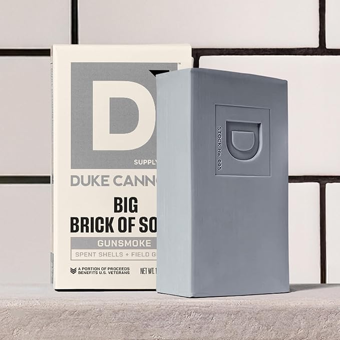 Duke Cannon Supply Co. Extra Large Bar Soap - Men's Natural Bar Soap with a Masculine Scent - Spent Shells + Field Grass - Body Soap for Men - All Skin Types - Big Brick of Soap - Gun Smoke (10 oz)