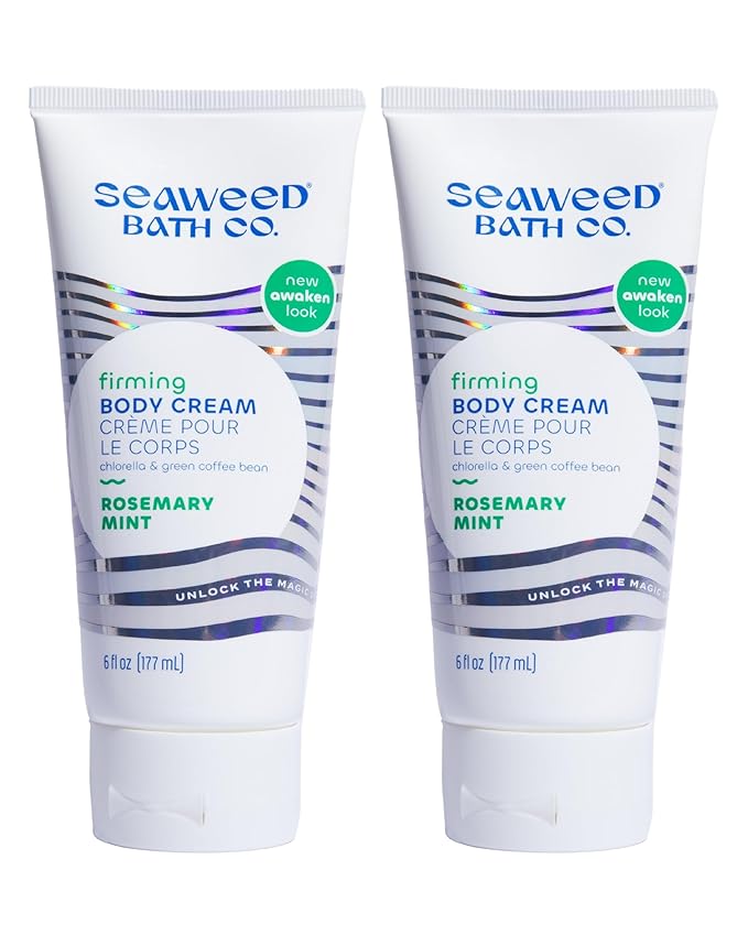 Seaweed Bath Co. Firming Body Cream - Rosemary Mint - Hydrating Hand and Body Lotion with Hyaluronic Acid - Toning Skin Moisturizer for Dry Skin - 6 oz (Pack of 2)
