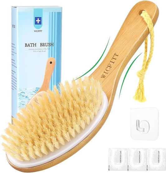 Dry Brushing Body Brush, Exfoliating Dry Brush with Boar Bristles, Soft Shower Brush for Cleaning Body, Improving Blood Circulation and Lymphatic Drainage,Skin Care(Premium Soft Bristle)