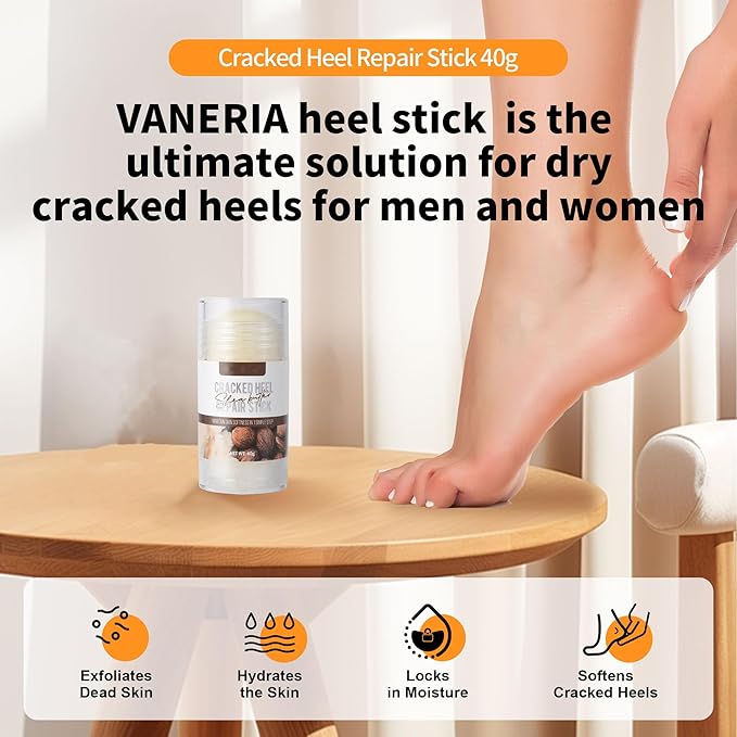 Shea Butter Dry Cracked Hands and Feet Repair Stick, Moisturizing Foot Cream with Shea Butter and Coconut Oil，Moisturizes and Softens Heels, Gently Exfoliates and Improves Dry Skin，1.41 OZ