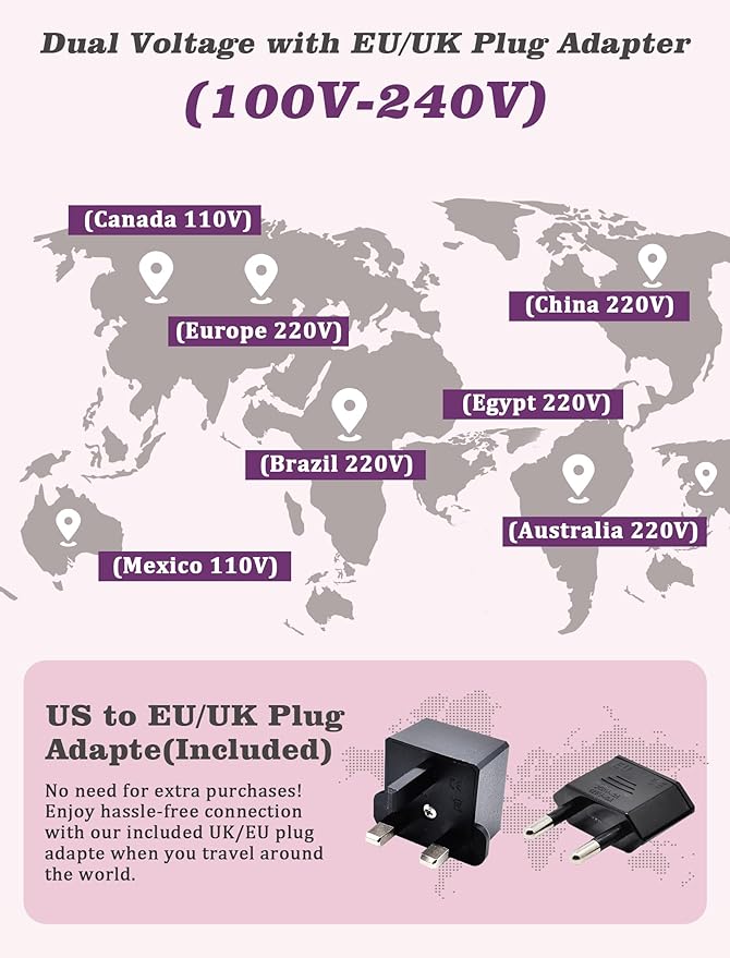 Mini Curling Iron for Travel,110~240V Dual Voltage with European Plug Adapter,Small Curling Iron for Short Hair,1/2 inch Ceramic Curling Irons for Women,Small Barrel for Bouncy Curls,5 Digital Temp