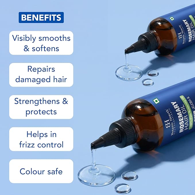 Botanic Hearth 100% Pure Rosemary Oil For Hair Growth | Infused with Biotin, Jojoba & Castor Oil | Hair Oil Repairs Dry Damaged Hair, Strengthening, Healthier - Hair Tonic, 6.7 fl oz - Pack of 2