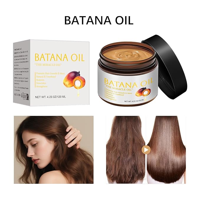 100% Natural Raw Batana Oil for Hair Growth,Organic Raw Prevents Hair Loss, Leaves Hair Smoother, with Keratin, Coffee Extract & Other Ingredients to Enhance Efficacy for Thicker ﻿ (Pack of 2)