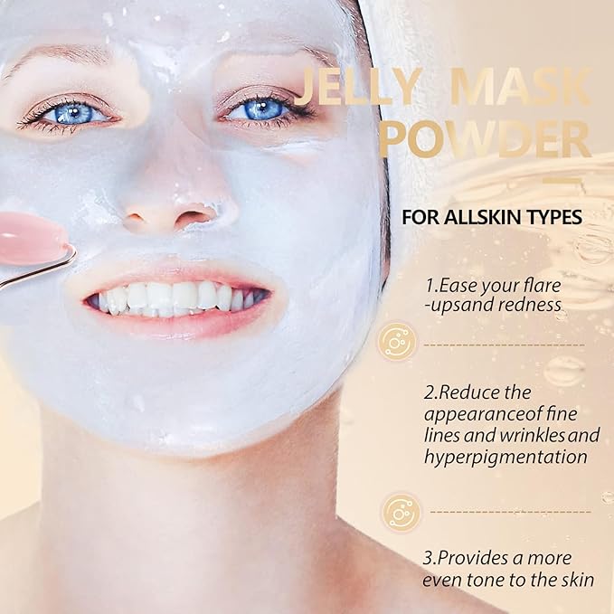 Jelly Mask for Facials, Hydrating & Moisturizing Peel-Off Rubber Gel Face Mask Skin Care for Deep Hydration & Glow, 23 Fl Oz Jar Professional Spa Use for All Skin Types with 24K Gold