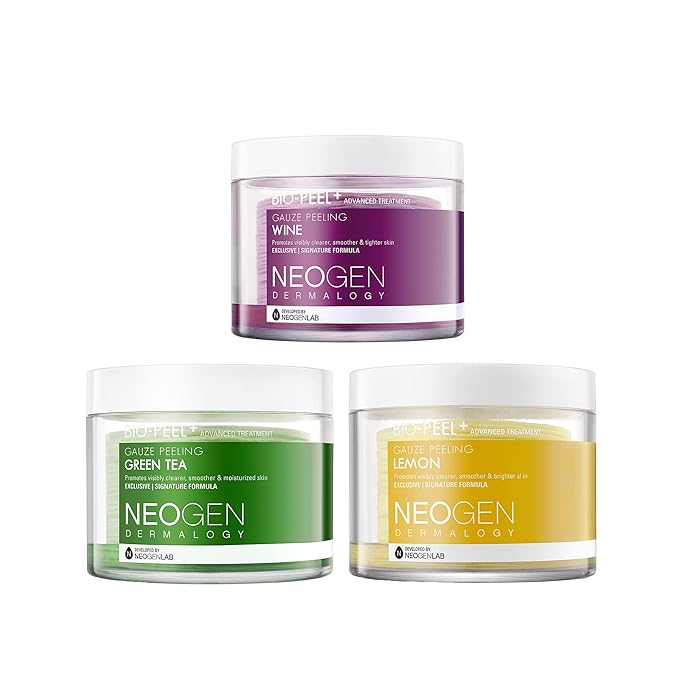 DERMALOGY by NEOGENLAB Bio-Peel Gauze Peeling Pads (Lemon + Green Tea + Wine Set, 30 Count (Pack of 3))