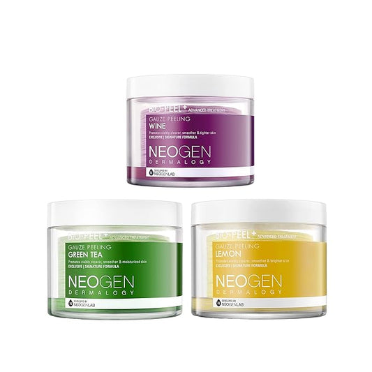 DERMALOGY by NEOGENLAB Bio-Peel Gauze Peeling Pads (Lemon + Green Tea + Wine Set, 30 Count (Pack of 3))