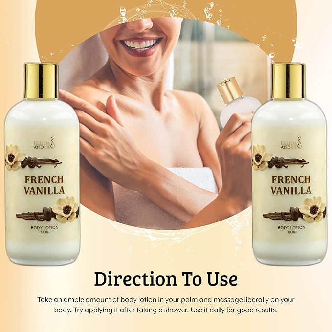 Home Spa Gift Fragrance Body Lotion Luxury Firming Scented 10oz Deep Moisturizing Fragrance Body Lotion for Women (French Vanilla)