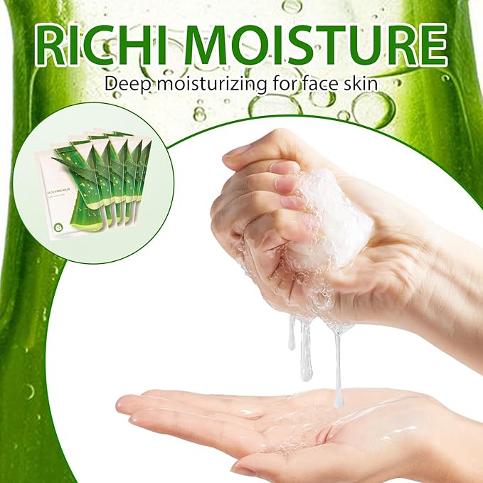 Aloe Facial Mask for Women,Hydrating Face Mask Sheet Home SPA,Moisturizing Face Sheet Mask for Dry,Oily,Sensitive Skin 25ml（5Pack）