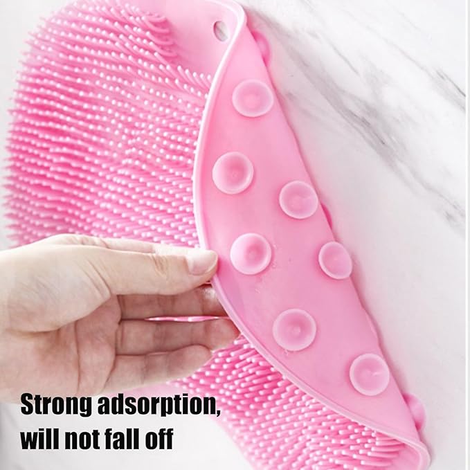 Silicone Shower Foot Scrubber Mat, 2025 New Silicone Foot Scrubber for Shower, Back Massage Pad with Suction Cups Non-Slip Exfoliating (Pink,2)