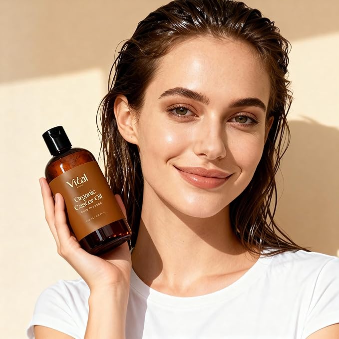 Castor Oil Organic & Cold Pressed – Nourishing Treatment for Hair & Skin – Eyelash & Brow Serum – Aceite de Ricino - Hexane Free, Vegan, 8oz